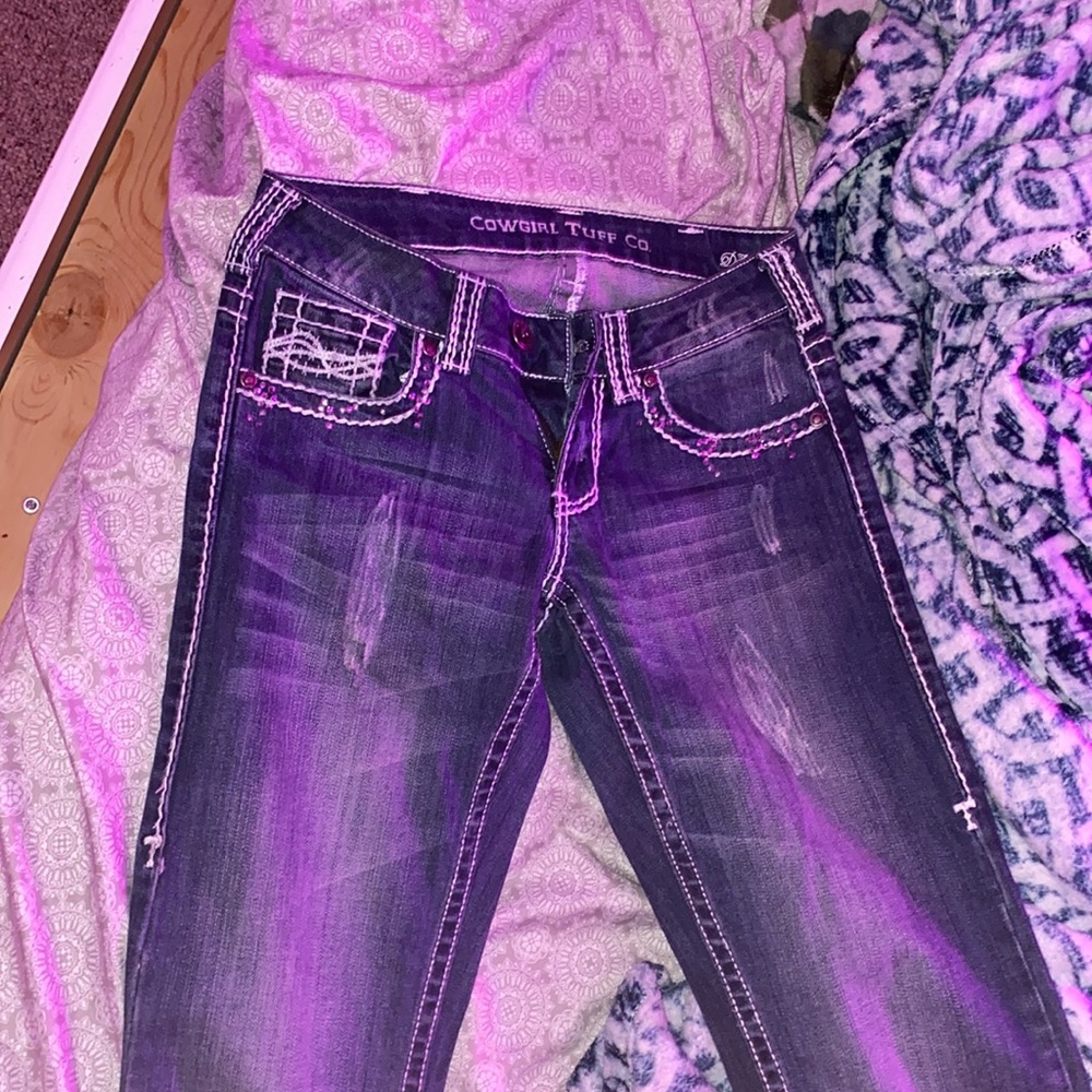 dark wash jeans, low/medium rise - Picture 2 of 2